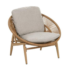 Papasan Style Faux Rattan Patio Lounge Chair w/Removable Cushions for Garden, All Weather Outdoor Accent Chair w/Ergonomic Curved Backrest & Wood Textured Iron Frame for Porch (Set of 2)