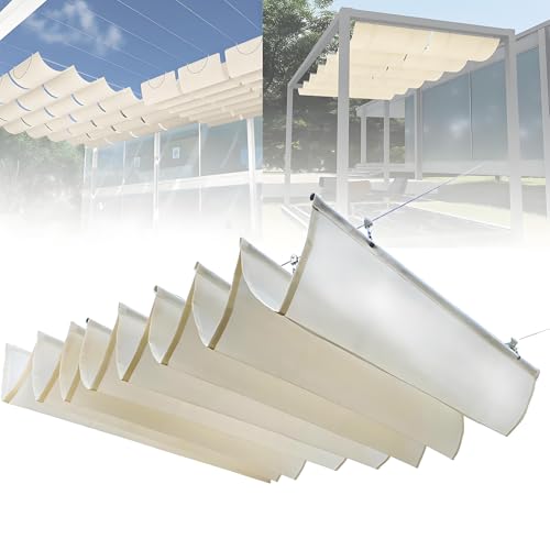 Outdoor Patio Retractable Wave Shade Canopy Pergola Cover 1.8m x 12m, Easy Installation Kit for Sun Protection, Stylish Decor