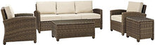Crosley Furniture Bradenton 5-Piece Outdoor Sofa Set Brown with Sand Cushions