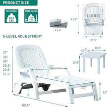 YITAHOME Outdoor Folding Chaise Lounge Chair 6-Position Adjustable Backrest White