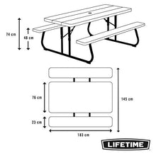 Lifetime 60112 6-Foot Picnic Table, Seats 8, Brown Plastic Top, All-Weather Steel Frame, Umbrella Hole