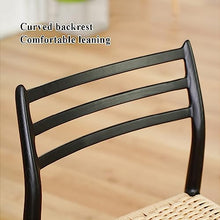 TEMKIN Home Dining Chair, Rattan Solid Wood Seat, Patio Garden Leisure Chair, Outdoors Rattan Sunlounger, Lazy Home Backrest Wicker Chair