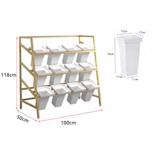 Flower Stand Outdoor - Moving Metal Plant Stand with Wheels, Plant Stand Indoor, Multi-Layer Flower Display Stand, Garden Plants Cart with 20pcs Plastic Buckets for Fresh Flower