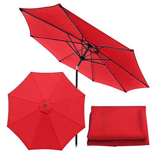 FKTHYO Parasols 6 Ribs/8 Ribs Parasol Sun Umbrella Replacement Cloth, 2.7M/300cm Garden Parasol Canopy Cover for Patio Sun Umbrella, Anti-Ultraviolet, Waterproof Parasols,Red-2.7m/8.8ft (8ribs)