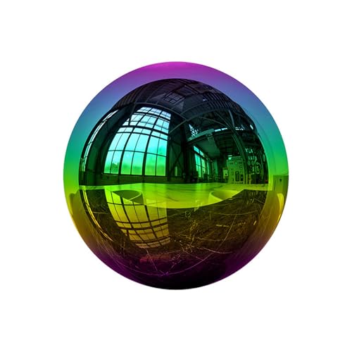 YDJIANCAI 1 Pcs Gazing Globe Mirror Ball, Mirror Polished Hollow Ball Reflective Garden Sphere, for Home Garden Ornament Decoration Rainbow(Size:20.47 in/52 cm)