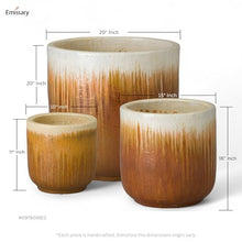 Emissary Home and Garden 20in. L x 20in. H Amber Stoneware Round Planter with High-fire Treatment (Set of 1)