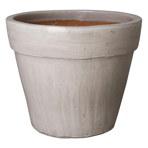 Emissary 28in Distressed White Stoneware Round Planter