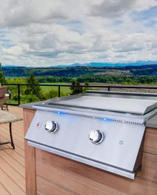 AMS Fireplace Summerset 30" Built-In Gas Griddle | #304 Stainless Steel Heavy-Duty Outdoor Flat Top Grill | 36,000 BTUs of Combined Heating With Large Capacity Drip Tray & Removable Lid. (Propane Gas)