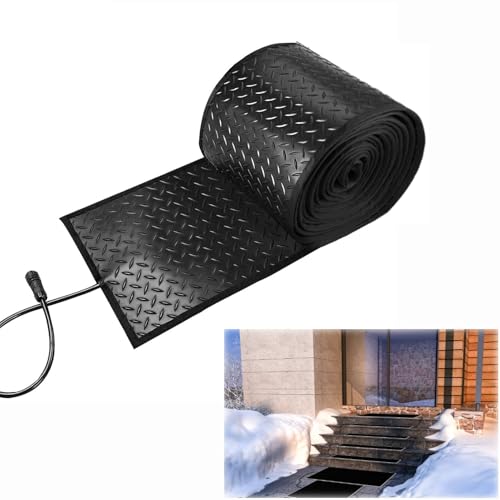 TRUNXUCL Heated Outdoor Mats, Snow Melting Mats, Heated Stair Treads for Outside, Ice Melting Mats for Walkways, Driveway, Sidewalk(15x240inch)