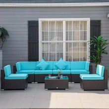 YWMLFZ Patio Furniture Sets Outdoor All Weather Rattan Sectional Sofa Set with Cushions & Tempered Glass Desktop