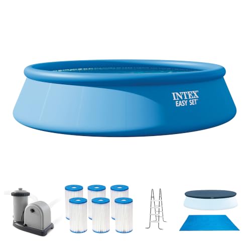 INTEX Easy Set 18ft x 48in Round Above Ground Swimming Pool Set Bundle