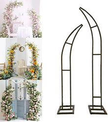 Moon Shape Garden Arch Set for Weddings with Floral Tools Kit Perfect Backdrop for Ceremony and Party Decor 2pcs 3 Color/Size Combinations(Black,6.8ft+8.2ft)