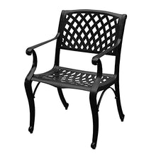 Oakland Living Modern Outdoor Mesh Lattice Aluminum Dining Set with Eight Arm Chairs Black