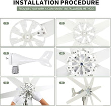 Wind Turbine Generator 14000W Wind Turbine Generator Kit 12V 24V 48V 8Blades with MPPT Controller,Auto Adjust Windward Direction for Marine/Household/Hybrid Solar Wind Power System¡­(48v With Controll