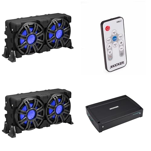 KICKER 10-Inch Loaded Premium Marine Sub Enclosure Bundle with 4ohm Passive Radiator & 51KXMA15001 Marine Amp