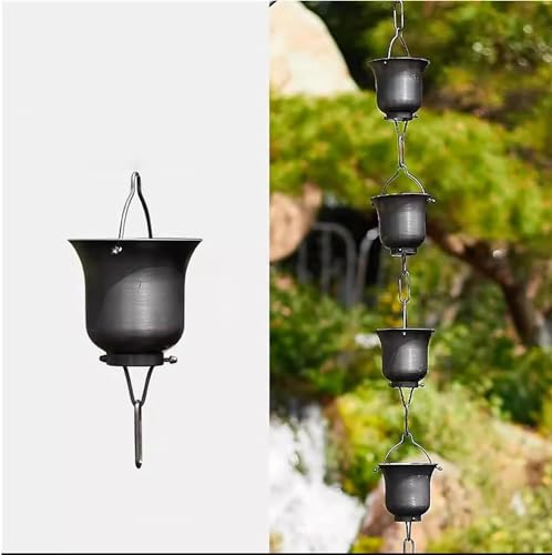 YUSIWOAL Copper Rain Chain for Gutters, Roof Rain Collector Diverter, Rust Resistant Metal Downspout Alternative(Style 4,3m/10ft)