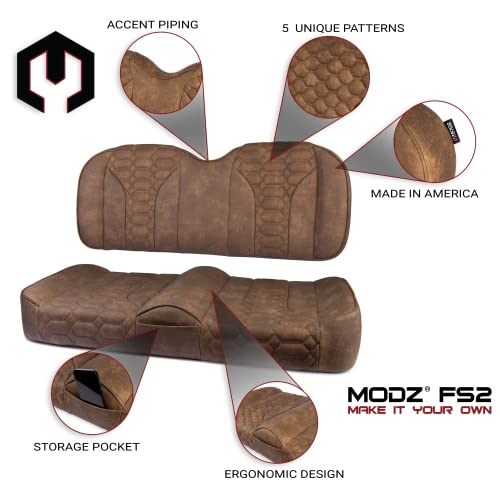 MODZ® FS2 Custom Golf Cart Front Seat for EZGO TXT - [1995-Up] - Brown Base - Double Diamond Pattern