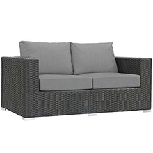 Modway Sojourn Wicker Rattan Outdoor Loveseat Canvas Gray