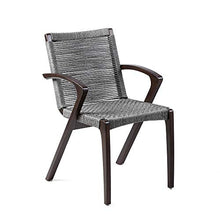 Armen Living Nabila Outdoor Dark Eucalyptus Wood and Grey Rope Dining Chairs - Set of 2