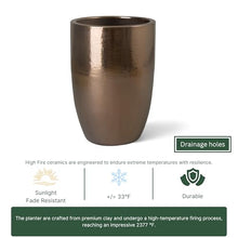 Emissary Gold Stoneware Round Planter 23in L x 32in H