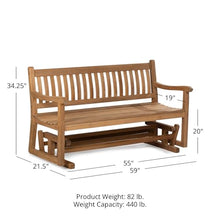 TITAN GREAT OUTDOORS Ash & Ember Cascade Grade A Teak 59in Glider Bench, Weather Resistant Premium Wood Outdoor Patio Furniture with Ergonomic Contoured Seat, Back, Armrests