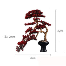 QWERAXZG Chinese Rhododendron Root Crafts Simulation Red Pine Tree Decorations for Entrance Tables