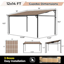 12’ x 14’ Gazebo Pergola Awnings for Patio, Wall Mounted Gazebos Pergola on Clearance with Metal Frame, Lean to Gazebo Patio Canopy Outdoor Pergolas for Patios, Deck, Porch, Backyard