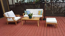 WholesaleTeak Giva 4 Pc Sofa Set: Sofa, Lounge Chair, Ottoman & Coffee Table with Cushions in Sunbrella Fabric #57003 Canvas White #12GV4