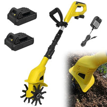 Cordless Electric Tiller Cultivator with 2 x 2.0Ah Batteries Charger, 10cm Tilling Width, 17cm Depth for Lawn Care, Gardening, and Soil Preparation