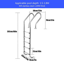 Stainless Steel Swimming Pool Handrail Swimming Pool Ladder, Inground 5 Step Non-Slip Ladder, Heavy Duty Non-Slip Ladder, Complete Accessories, Easy Assembly, Weight Capacity 440lbs, Silver