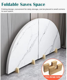 Innovz 100~200 Cm Circular Foldable Table Top, White Marble Event Table No Legs, Storable Portable Round Desk Top, Versatile Dining Room Table for Home Restaurant(120cm(47inch))