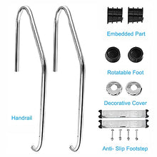 Etsuosy Pool Ladder 304 Stainless Steel 2-Step Inground Swimming Pool Stairs with Anti-Slip Footstep, 20x54 in, 440 lbs Load Capacity