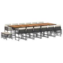 LKJephalotrope 17 Piece Garden Dining Set with Cushions, Large 16 Person Outdoor Furniture Set with Acacia Wood Table and PE Rattan Chairs for Patio, Terrace, and Backyard Dining