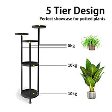RWGOVLU Plant Stand 5 Tiers Metal Plant Shelves Flower Holder Plant Rack Display Shelf Home Indoor Outdoor Garden Decor Flower Stand with Foot Pad Flower Stand