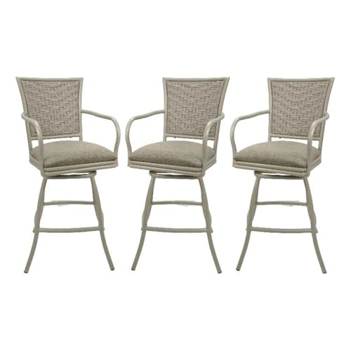 Tobias Designs Inc. Set of 3 - Outdoor Indoor 30" Bar Stool - Erin on Beige Frame