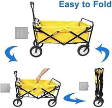 Heavy Duty Folding Wagon Cart, Beach Garden Utility Trolley with Adjustable Handle, Large Capacity, Waterproof, and Rubber Wheels(Grün)
