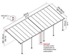 Palram - Canopia Feria 10' x 28' Patio Cover Canopy Awning, Gray/Clear