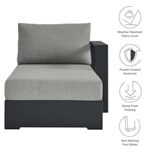 Modway Tahoe Powder-Coated Aluminum Outdoor Chaise Lounge Gray with Weather-Resistant Cushions, Modular Right-Facing Patio Lounger for Pool Furniture or Sectional Sofa Set