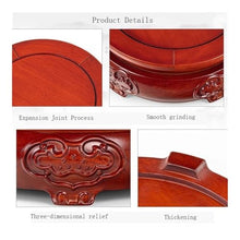 LUYOUBOZHU Vase Stand Round Wood Pedestal Display, Relief Sculpture Brackets, for Indoor Bonsai Teapot Vase(Large)