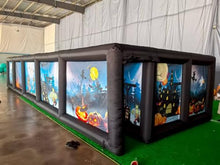 AIRMAT FACTORY Inflatable Maze Halloween Haunted House, Outdoor Inflatable Labyrinth Maze Game, Spooky Theme with Pumpkins/Bats/Ghosts, Includes Blower/Repair Kits, 36x13x6.6ft