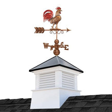 Good Directions 18" Square Manchester Vinyl Cupola with Black Aluminum Roof and Copper Bantam Red Rooster Weathervane White/Red/Black