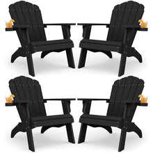 YEFU Oversized Adirondack Chair Set of 4 with Cup-Holder - Black