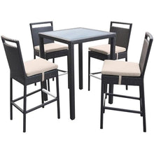 Armen Living Tropez Patio Wicker Bar Set Black