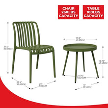 Costaelm Sunshine 3-Piece Outdoor Patio Bistro Balcony Furniture Set with Stackable Chairs, Olive Green