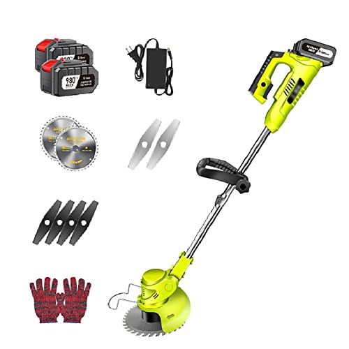 Cordless Lawn Mower, Rotatable Head Adjustable Telescopic Walk-Behind Lawn Mower 48V/21000mA Battery Rechargeable Lawn Mower Suitable for Lawn Garden