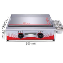Commercial Gas Griddle With Double Temperature Control, Grill Oven Countertop Griddle, Adjustable Temperature, Restaurant Kitchen Camping Bbq for Indoor Outdoor, Flat 55cm x 30cm