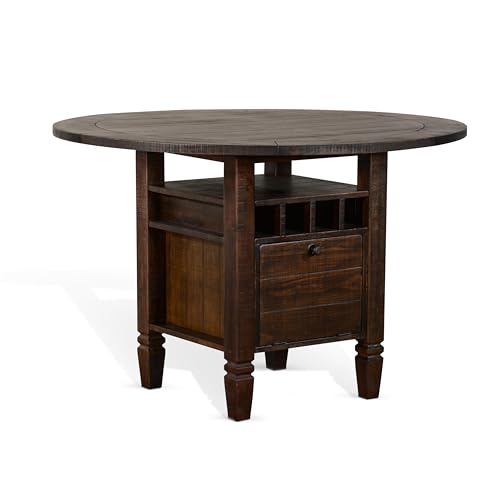Empire USA Homestead Counter Height Table W/Storage Box and Wine Rack(Tobacco Leaf Finish)