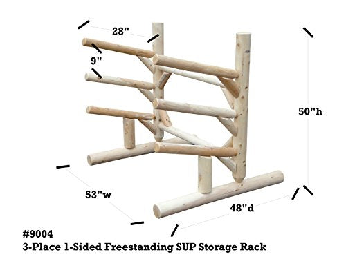 Log Kayak Rack 3 Place 1 Sided SUP Storage Rack Natural