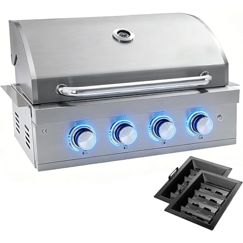 4 Burner Built in Propane Grills Charcoal & Natural Gas Grill Combo