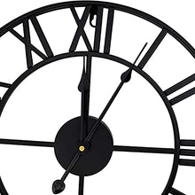 CUTPOIY Wall Clock,Outdoor Clock,Garden Clock,Oversized Rome Numeral Decorative Art Classic Metal Wall Clock, Indoor Silent Clock for Living Room Decor, Fireplace, Office(Black-31.5inch)